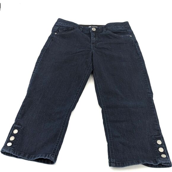 Liz Claiborne Dana Buchman Casual Capri Ankle Pants Navy Brown Bundle Size 10 - Picture 3 of 9